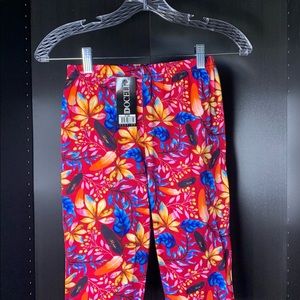 DOCELE Women High Waist Cropped Red Leggings